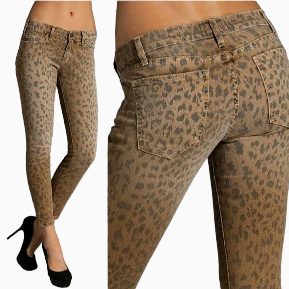 Current Elliott Stiletto Jeans Camel Leopard Mobwife Bikercore Indie Sleaze 25